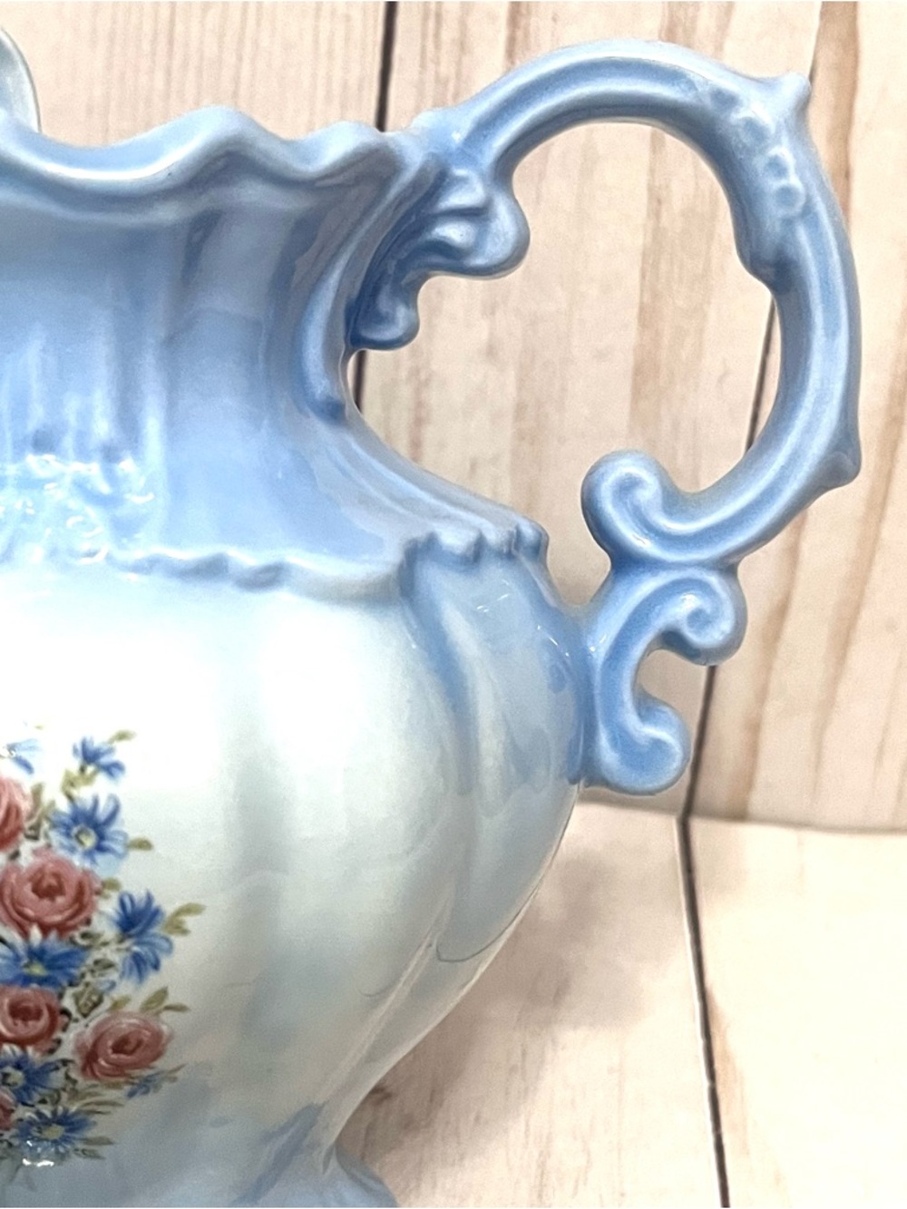 Arnels 1975 Blue Floral Pitcher & Basin Set Cottagecore Farmhouse Bathroom - Picture 9 of 16